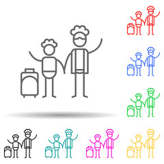 Traveler, family multi color set icon. Simple thin line, outline of travel icons for ui and ux, website or mobile application