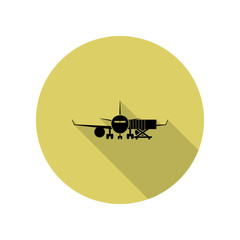 passenger aircraft for the sleeve long shadow icon. Simple glyph, flat vector of Airport icons for ui and ux, website or mobile application