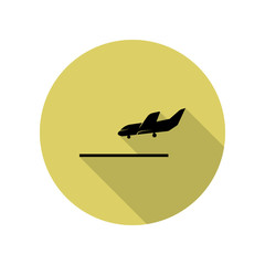 sign plane lands long shadow icon. Simple glyph, flat vector of Airport icons for ui and ux, website or mobile application