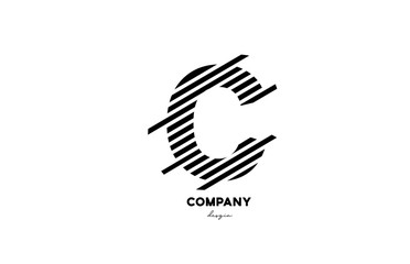 black and white C alphabet letter logo design icon for company and business