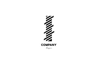 black and white I alphabet letter logo design icon for company and business