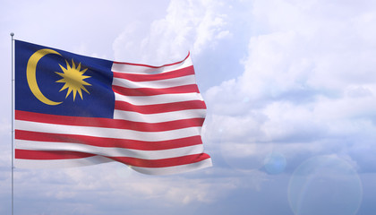 Waving flags of the world - flag of Malaysia. 3D illustration.
