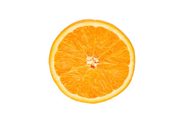 One slice of orange isolated on white background
