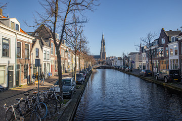 Fototapeta premium Alleyways in Delft Netherland during spring