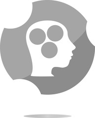 idea head circle glossy icon . Flat sign isolated on white background