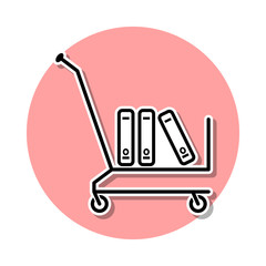 cart with books sticker icon. Simple thin line, outline vector of Books and magazines icons for ui and ux, website or mobile application