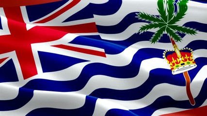 British Indian Ocean Territory island flag Motion Loop video waving in wind. Realistic BIOT Flag background. British Indian Ocean Territory island Flag Looping Closeup 1080p Full HD 1920X1080 footage.