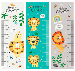 Fototapeta na wymiar Kids height chart with lions
