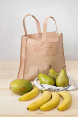 Grocery cotton bags with fruits for World Environment Day