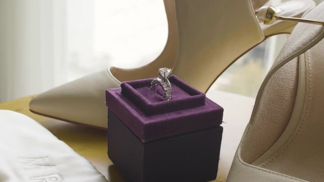 A beautiful shimmering wedding diamond ring.