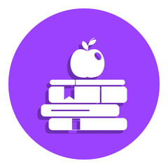 books and apple icon. Element of education icon. Premium quality graphic design icon. Signs, outline symbols collection icon for websites, web design, mobile app on white background