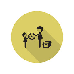 father plays with his son in the ball long shadow icon. Simple glyph, flat vector of FAMILY icons for ui and ux, website or mobile application