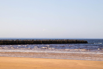 The harsh White sea. Cold summer day on Yagry island, Severodvinsk