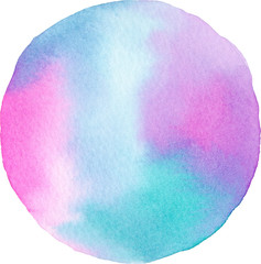 Abstract watercolor hand painting in circle shape for the text message background. Colorful splashing in the paper. Perfect for branding, greetings, websites, digital media, invites, weddings.