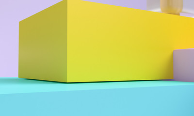 Minimalist primitive geometrical abstract background, 3D render.