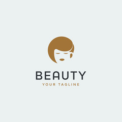 Beauty woman fashion logo. Abstract vector template linear style on white background