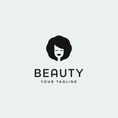 Beauty woman fashion logo. Abstract vector template linear style on white background