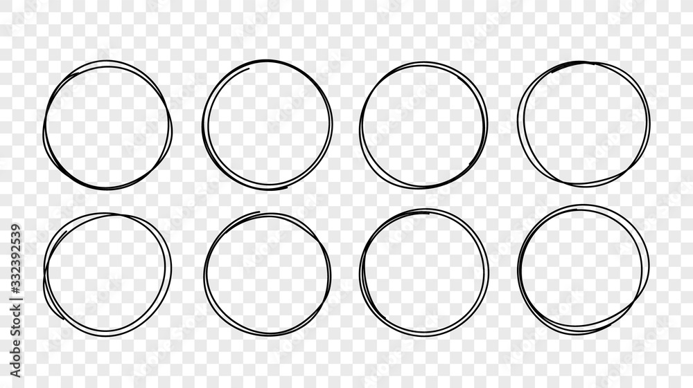 Poster vector hand drawn circle line sketch frames set