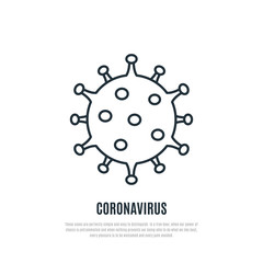 Coronavirus line icon isolated on white background. COVID-19 simple sign. Stock vector illustration for poster, banner, flyer..