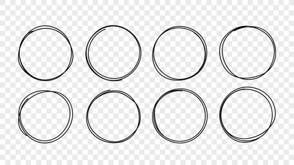 Vector hand drawn circle line sketch frames set