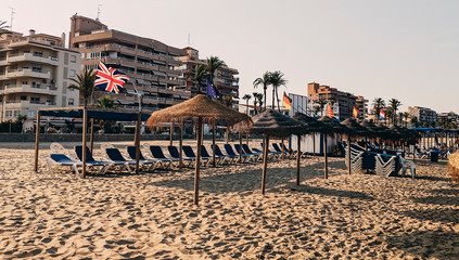 hammocks and parasols on the beach