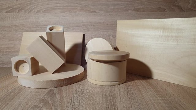 Products from a tree. Preparations from wood. Products for a carving.