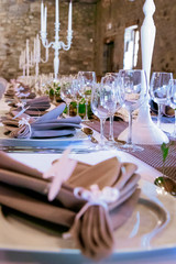 Background of set up table for party or special occasions, New year, wedding party or birthday party.  