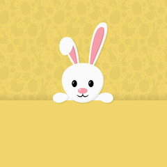 Empty Easter background with cute bunny. Template of postcard. Vector