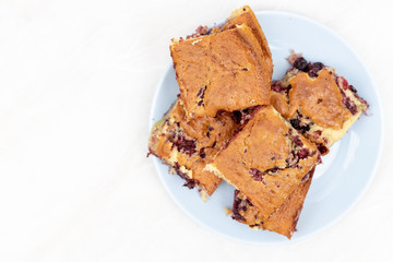 Homemade Cherry Pie Slices Served On The Plate