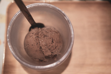 Chocolate ice cream scoops