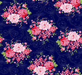 retro seamless pattern with flowers ornament use for fashion and textile as a backround pattern