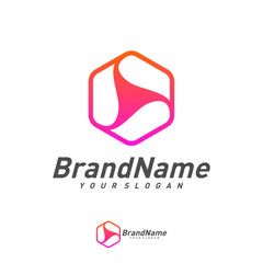 Obraz premium Hexagon Play Logo Design Template Vector. Creative Play logo concepts. Icon symbol