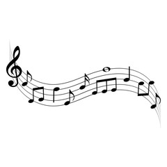 Music notes isolated on white background, vector illustration.