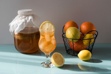 Kombucha is fermented tea. Not only does it have the same benefits as tea, but it is also rich in useful probiotics.