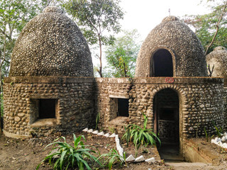 Stone Meditation Caves in the Beatles Ashram, in Rishikesh