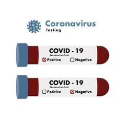 Coronavirus blood test tubes icons. Pandemic of covid -19 virus. Health thread. Isolated vector illustrations. Prevention of virus epidemic. Medical infographics, symbols.