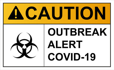 Obraz premium Coronavirus covid 19 caution outbreak quarantine alert sign in front of quarantine room infected coronavirus patient and coronavirus covid 19 disease control experts