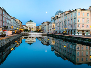  The Full Moon reflected on the Grand Canal of Trieste at dusk