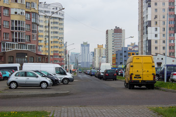 fragment of an urban environment with high-rise apartment buildings.
