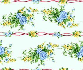 Fragment of colorful retro tapestry Seamless floral textile pattern with floral ornament useful as background for web and print.