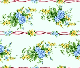 Gordijnen Fragment of colorful retro tapestry Seamless floral textile pattern with floral ornament useful as background for web and print. © Artico studioz