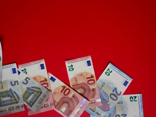 currency layout on a colored background