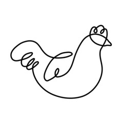 One line drawing of a chicken. Suitable for agriculture logo, farm. Trend picture