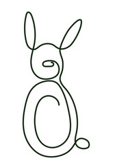 Obraz premium one line drawing art rabbit logo style. mono line rabbit logo. simple and modern style. continuous line rabbit