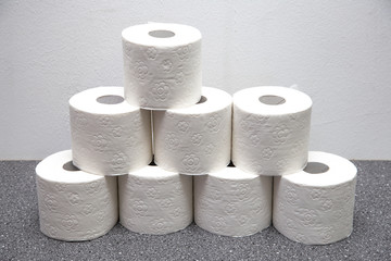 Toilet paper stack, bottleneck in the supermarket