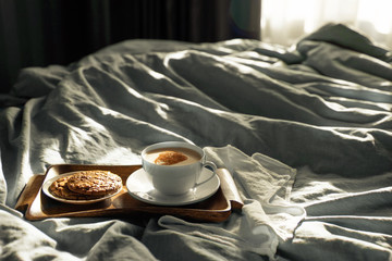 Breakfast coffee in bed