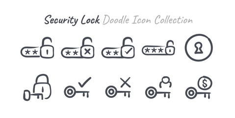 Security Look doodle icon collection