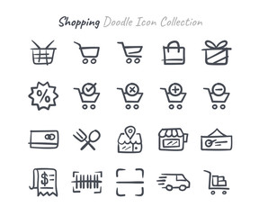 Shopping doodle icon collection