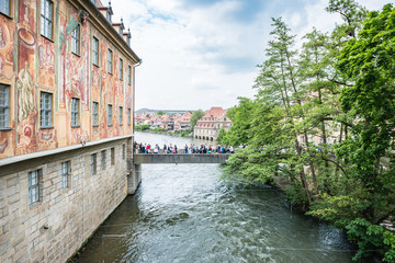 Obraz premium The wall of the old town hall in bamberg.