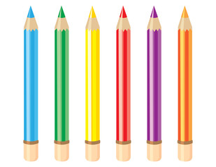 Set of colored pencils. Colorful objects in cartoon style.